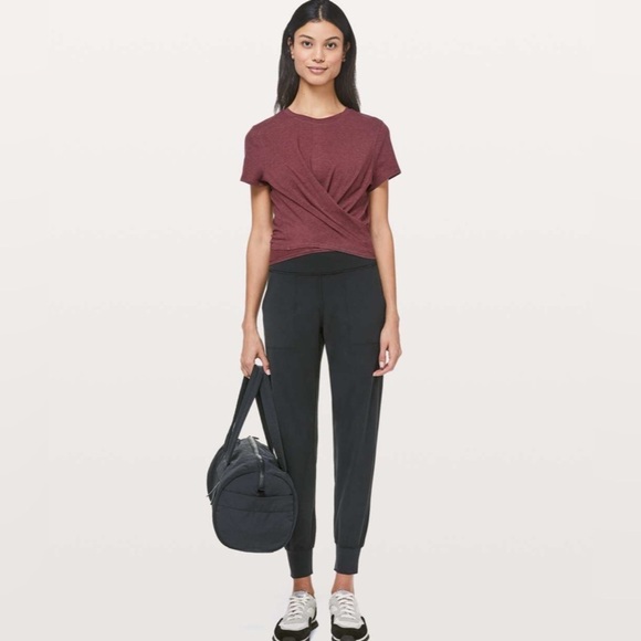 Lululemon Time To Restore Short Sleeve | Heathered Dark Sport Red | Size 6 - Picture 2 of 9